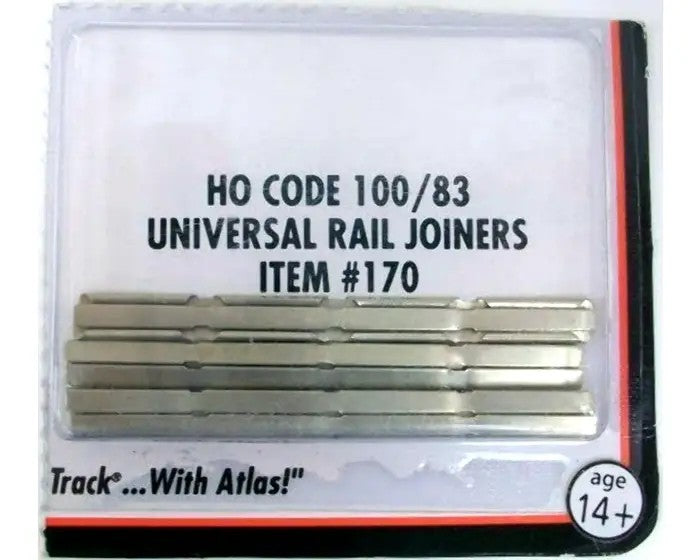 Atlas HO Scale Nickel Silver Universal Rail Joiners – Code 83/100 – Item #170 – 48 Pack
