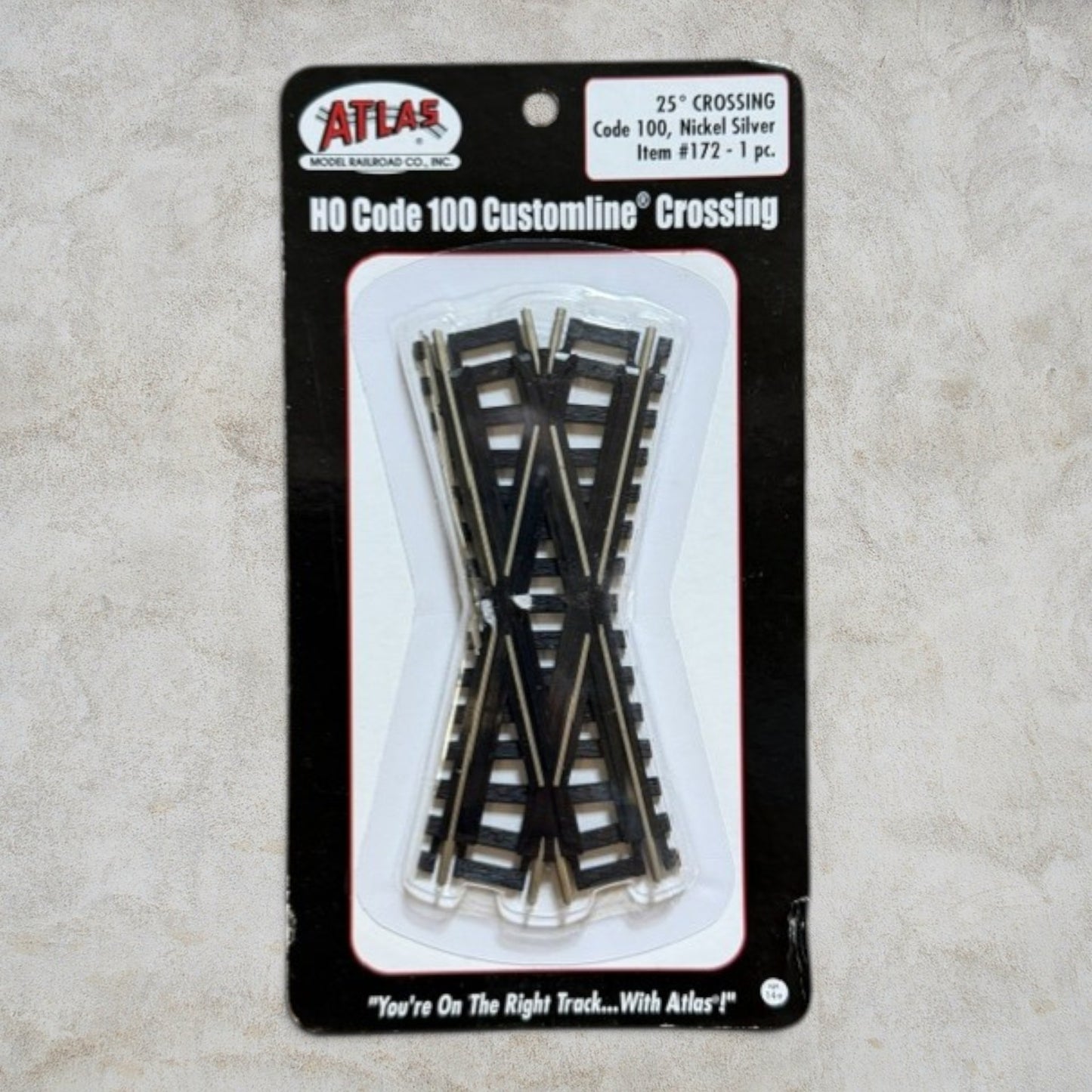 Atlas #172 HO Scale Code 100 Custom-Line 25° Crossing – Nickel Silver – New in Package