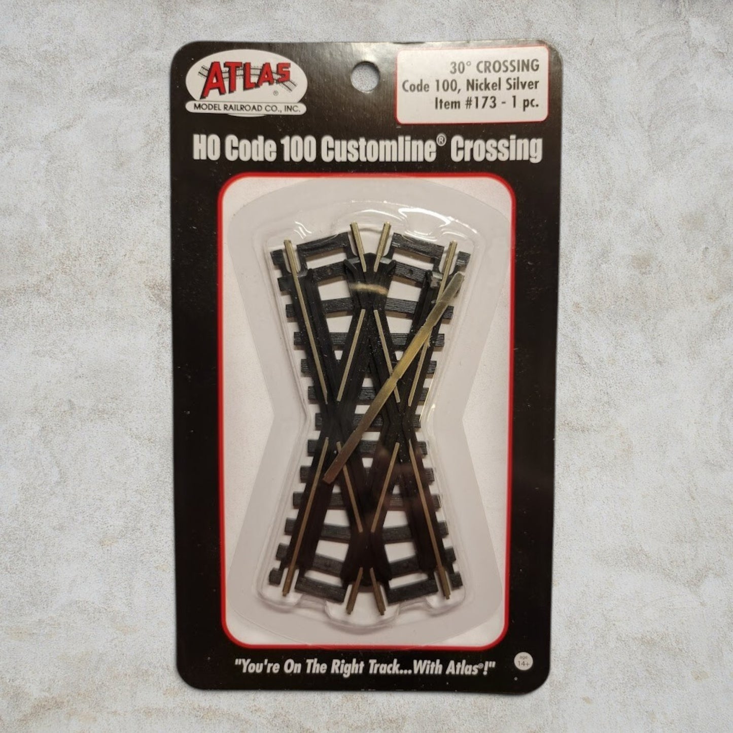 Atlas Item #173 HO Scale Code 100 Custom-Line 30° Crossing – Nickel Silver – New Old Stock