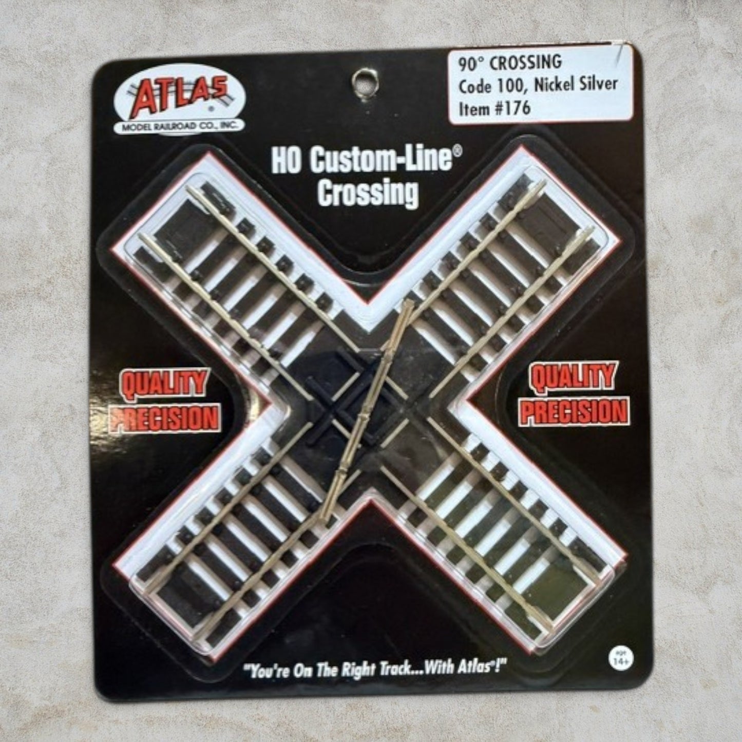 Atlas Item #176 HO Scale Code 100 Custom-Line 90° Crossing – Nickel Silver – New Old Stock