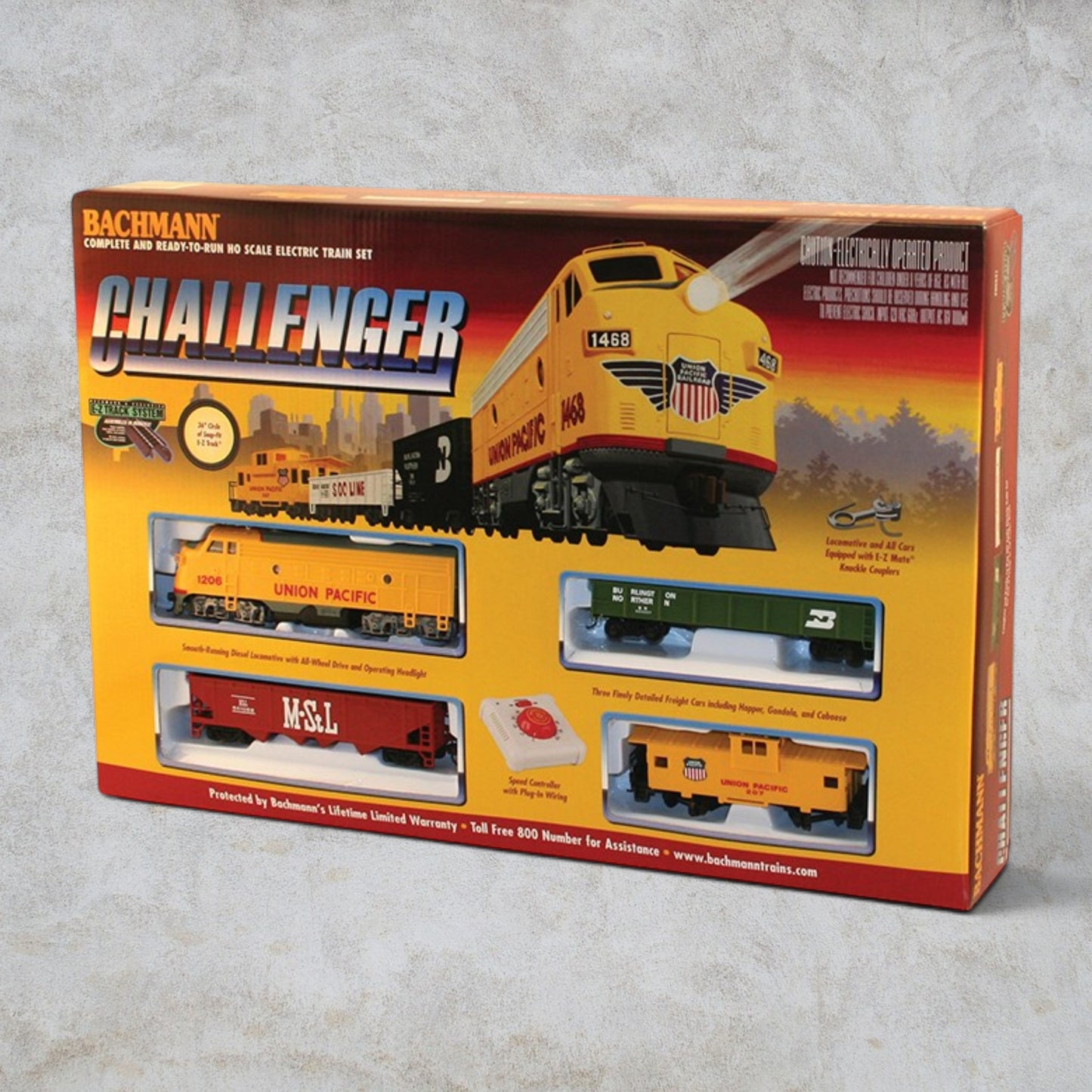 #1079 Bachmann Challenger HO Scale Ready-to-Run Electric Train Set – Union Pacific F7 Diesel – EZ Track® – DC – Complete Train Set