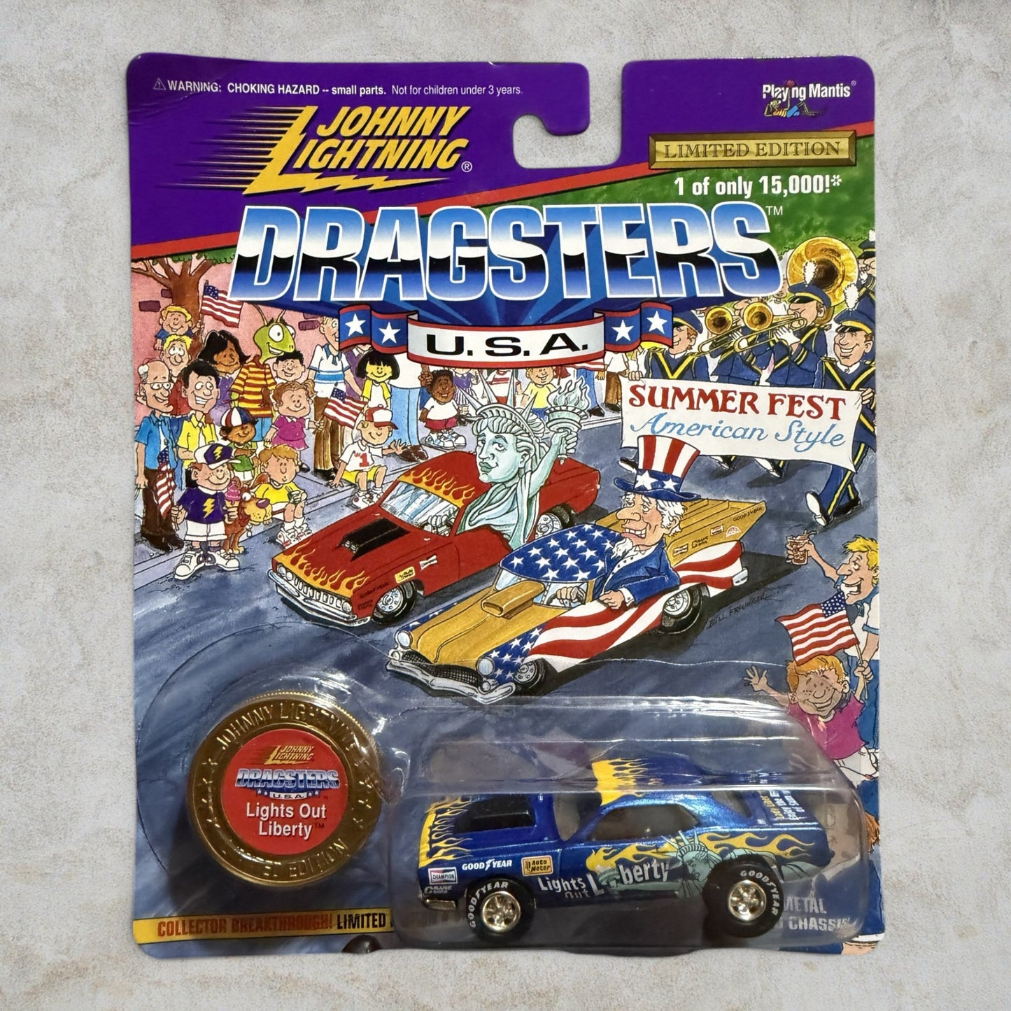 #1255 Johnny Lightning Dragsters U.S.A. Lights Out Liberty Funny Car – Summer Fest American Style – Limited Edition 1 of 15,000 – Factory Sealed