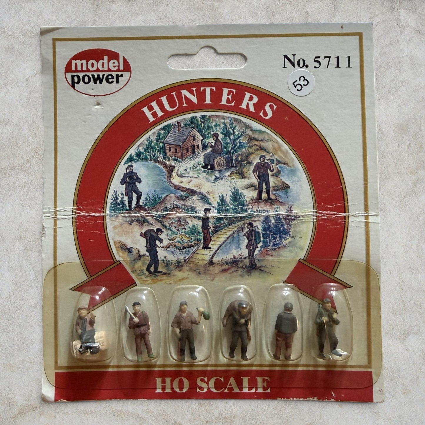 #1311 Model Power No. 5711 Hunters Figure Set – HO Scale – 6 Hand-Painted Figures – New Old Stock (NOS)