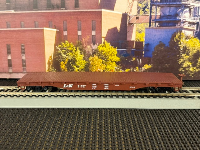 #1511 Bachmann 17315 HO L&N #21757 52' Flatcar – Silver Series