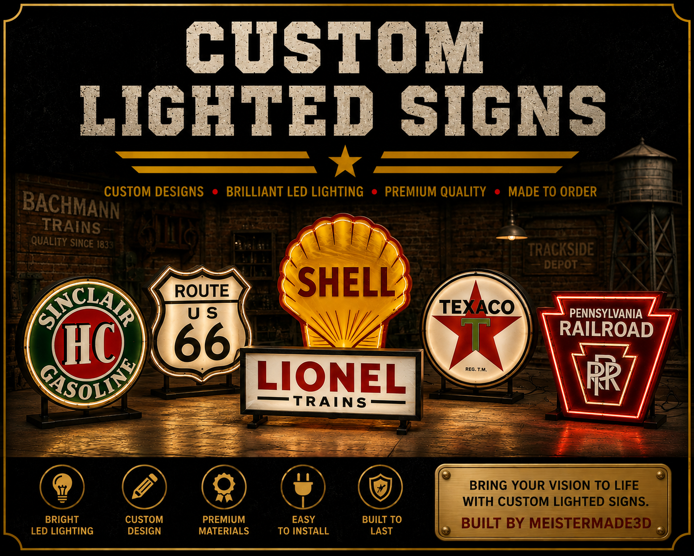 Custom LED Lighted Railroad Signs – MeisterMade3D