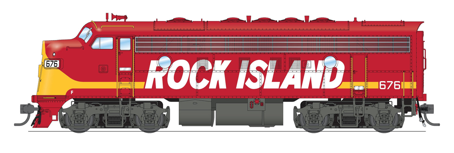 10561 EMD F7A, Rock Island 676, Maroon w/ Yellow, No-Sound / DCC-Ready, HO