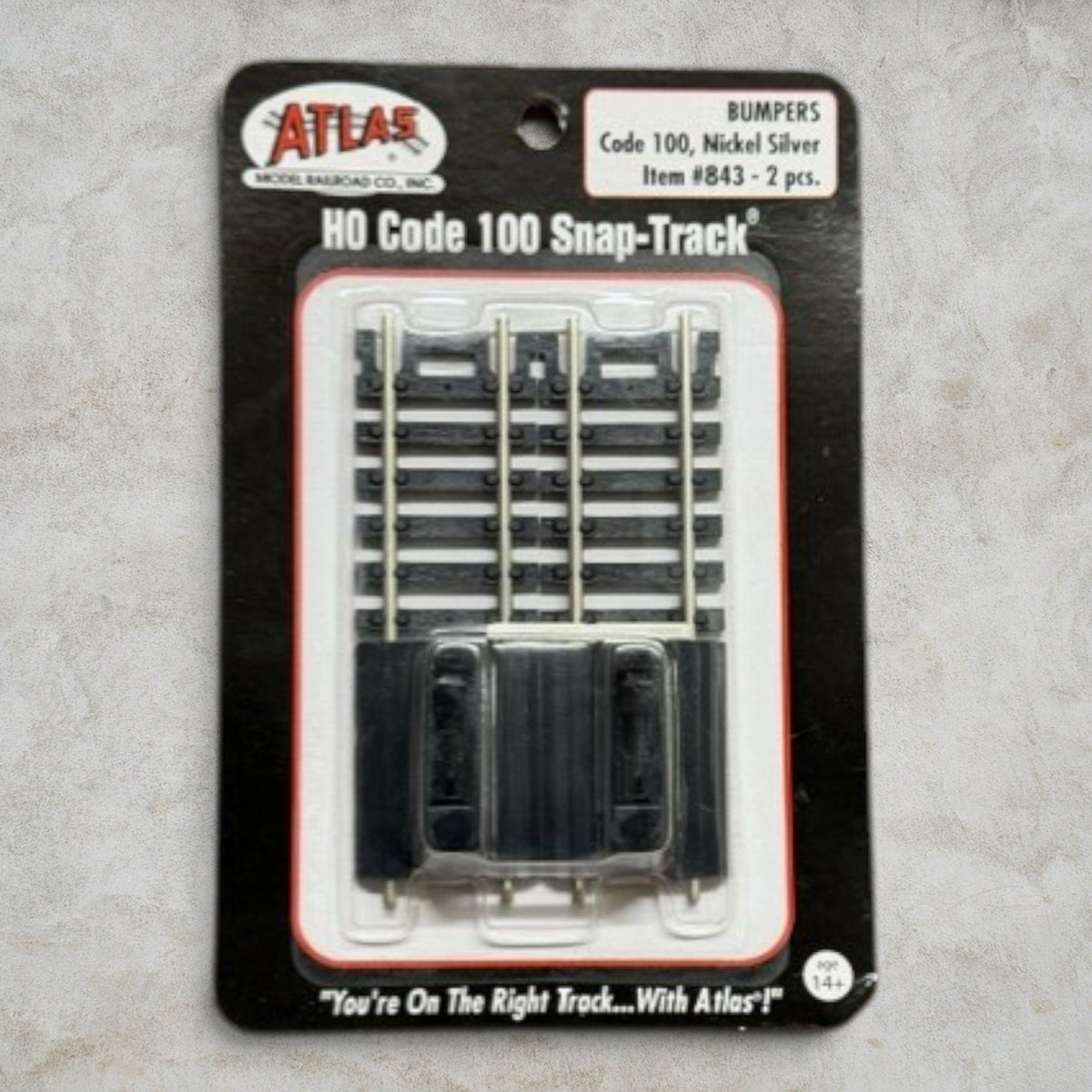 Atlas Item #843 HO Code 100 Snap-Track Bumpers Nickel Silver 2-Pack