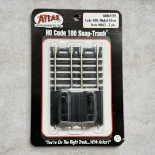 Atlas Item #843 HO Code 100 Snap-Track Bumpers Nickel Silver 2-Pack
