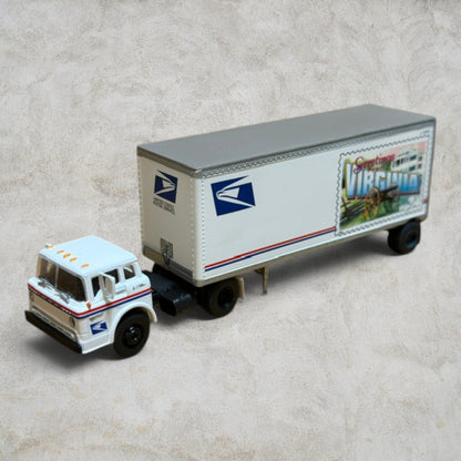 #1361 Athearn HO Scale USPS Ford C Tractor & 28' Pup Trailer – Virginia Stamp – Ready To Roll – Item #93446 – New in Box