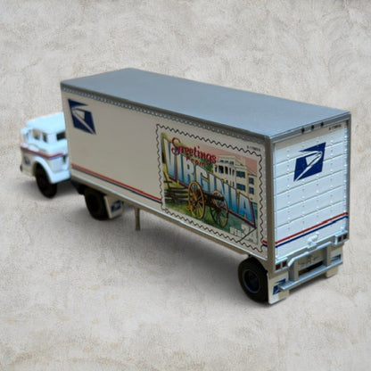 #1361 Athearn HO Scale USPS Ford C Tractor & 28' Pup Trailer – Virginia Stamp – Ready To Roll – Item #93446 – New in Box