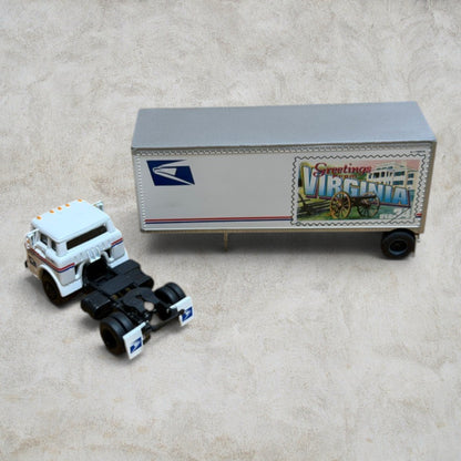 #1361 Athearn HO Scale USPS Ford C Tractor & 28' Pup Trailer – Virginia Stamp – Ready To Roll – Item #93446 – New in Box