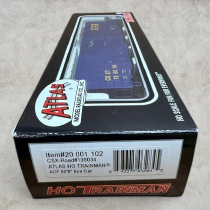 #1362 Atlas Trainman HO Scale CSXT 50'6" ACF Box Car #136034 – Item #20 001 102 – New in Box