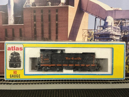 #1527 Atlas 8071 HO Scale ALCO S-2 Diesel Switcher – Denver & Rio Grande Western #105 – Black/Orange – Original Box