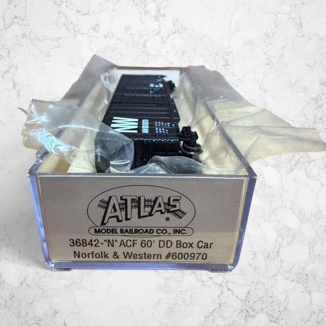 #1333 Atlas Item #36842 N Scale ACF 60' Double Door Box Car – Norfolk & Western #600970 – Ready-to-Run