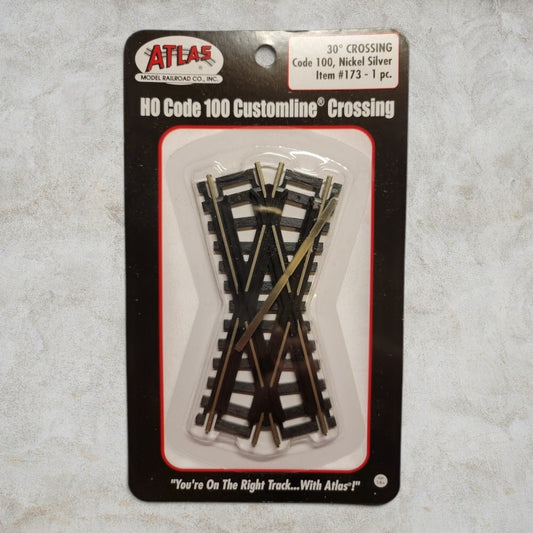 Atlas Item #173 HO Scale Code 100 Custom-Line 30° Crossing – Nickel Silver – New Old Stock