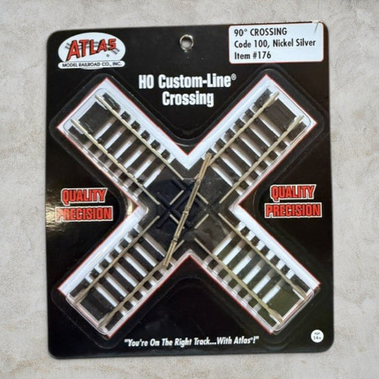 Atlas Item #176 HO Scale Code 100 Custom-Line 90° Crossing – Nickel Silver – New Old Stock