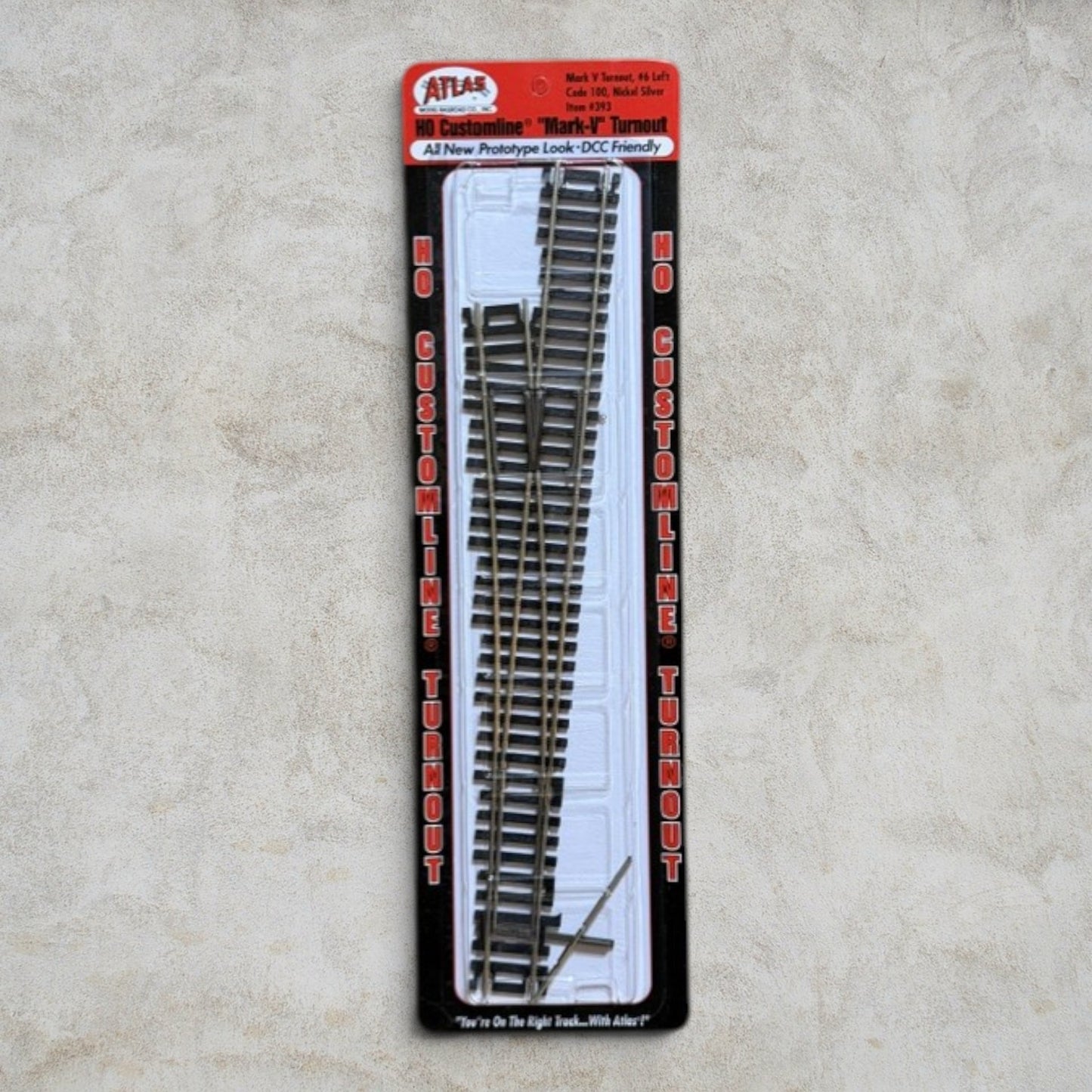 Atlas #393 HO Scale Code 100 Custom-Line Mark V Turnout No. 6 Left-Hand – Nickel Silver – DCC Friendly – New in Package