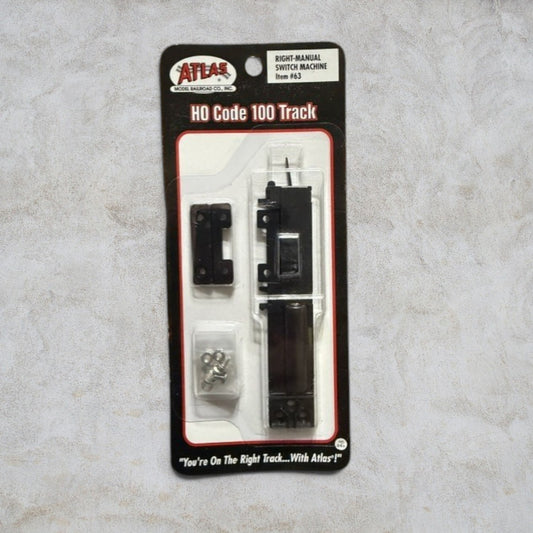 Atlas Item #63 HO Scale Right Manual Switch Machine – For Code 100 Turnouts – New Old Stock