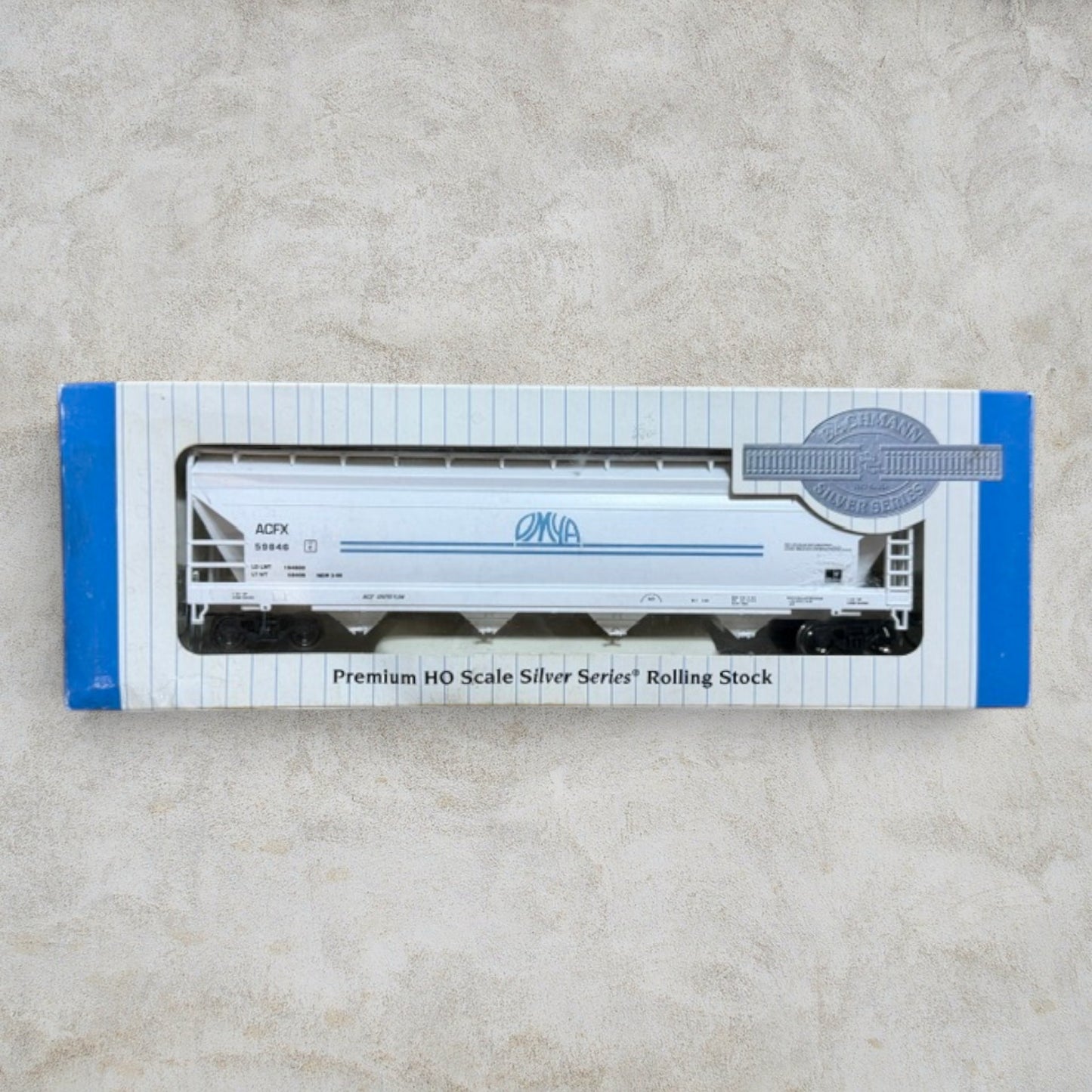 #1365 Bachmann Silver Series HO Scale OMYA 56' ACF Center-Flow Hopper ACFX #59846 – Item #17546 – NIB