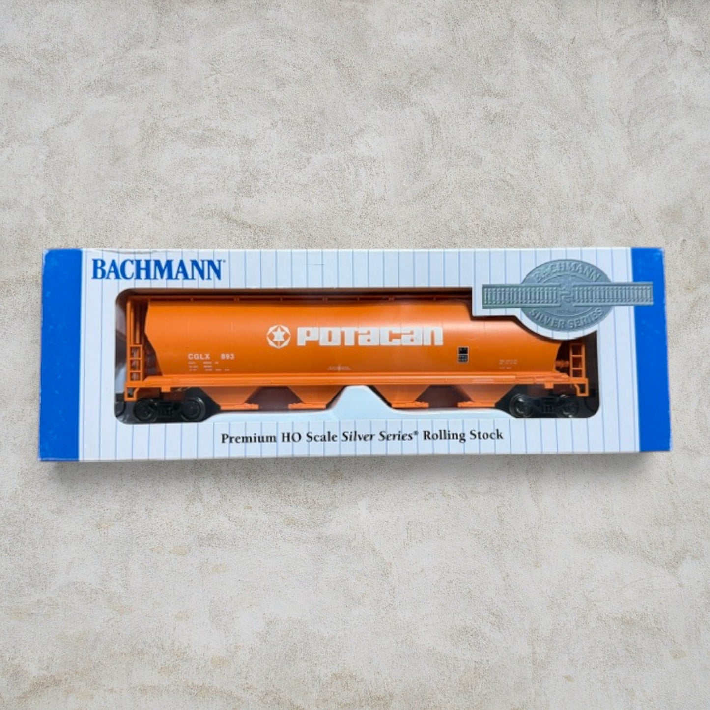 #1366 Bachmann Silver Series HO Scale Potacan Cylindrical Grain Hopper CGLX #893 – Item #19102 – NIB