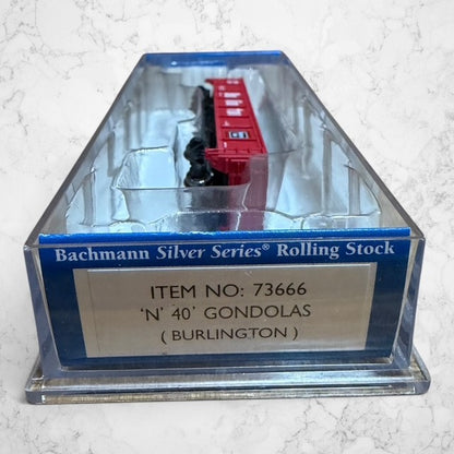#1334 Bachmann Silver Series Item #73666 N Scale 40' Gondola – Burlington (CB&Q) #E3141 – Ready-to-Run