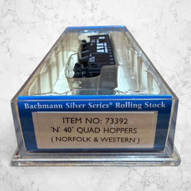 #1336 Bachmann Silver Series Item #73392 N Scale 40' Quad Hopper – Norfolk & Western #12988 – Ready-to-Run