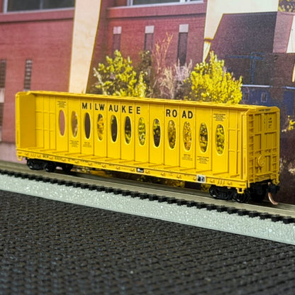 #1569 Micro-Trains Line N Scale Milwaukee Road 60' 8" Thrall Centerbeam Flat Car #63035