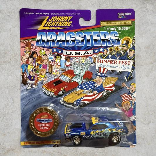 #1255 Johnny Lightning Dragsters U.S.A. Lights Out Liberty Funny Car – Summer Fest American Style – Limited Edition 1 of 15,000 – Factory Sealed