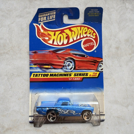 #1258 Hot Wheels '57 T-Bird – Tattoo Machines Series #1 of 4 – Blue – Factory Sealed
