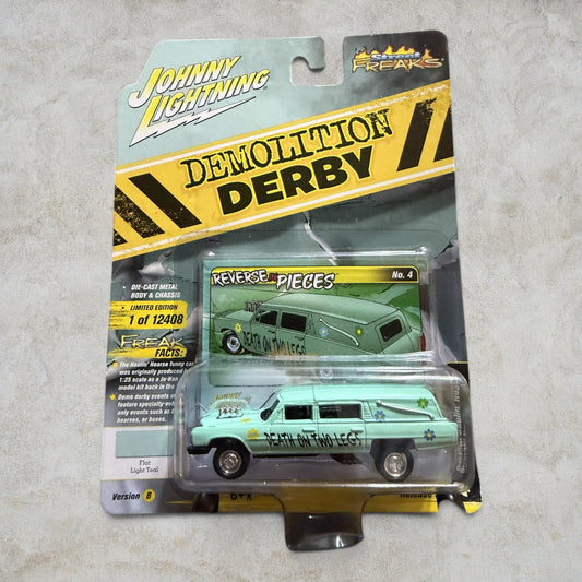 #1264 Johnny Lightning Street Freaks Demolition Derby "Death on Two Legs" Hearse – Reverse in Pieces No. 4 – Version B – Limited Edition 1 of 12,408 – Factory Sealed