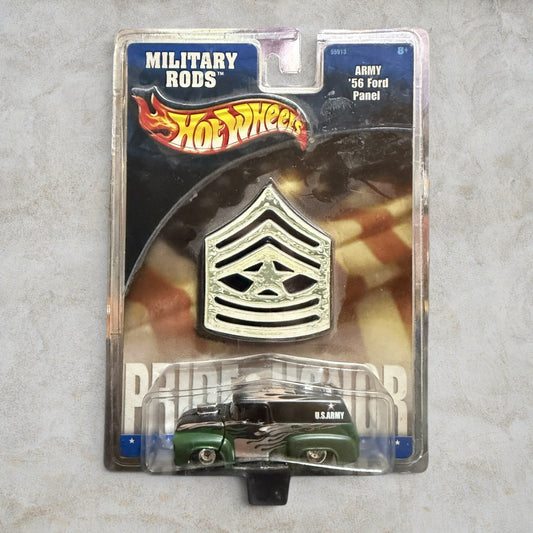 #1263 Hot Wheels Military Rods Army '56 Ford Panel with U.S. Army Rank Pin – Factory Sealed