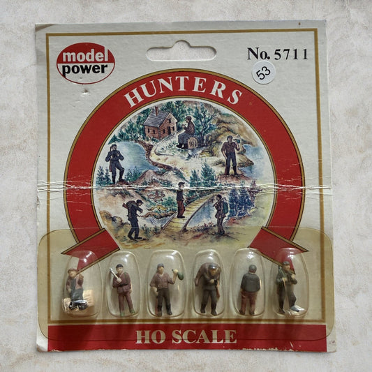 #1311 Model Power No. 5711 Hunters Figure Set – HO Scale – 6 Hand-Painted Figures – New Old Stock (NOS)