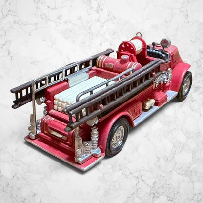 #1380 Vintage Diecast Fire Engine – Ladder & Hose Truck – Red