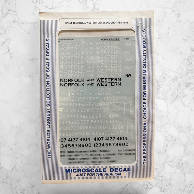 Microscale Decal #87-554 Norfolk & Western Diesel Locomotives – 1982 – HO Scale