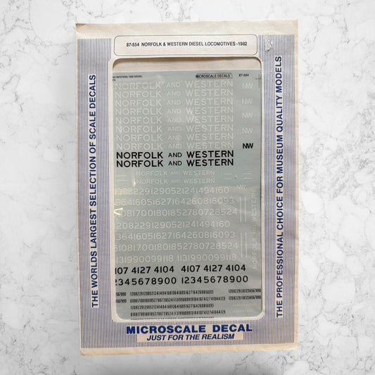 Microscale Decal #87-554 Norfolk & Western Diesel Locomotives – 1982 – HO Scale