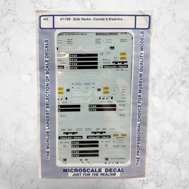 Microscale Decal #87-709 Auto Racks – Conrail & Waterloo – HO Scale
