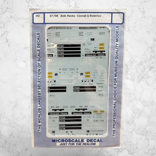 Microscale Decal #87-709 Auto Racks – Conrail & Waterloo – HO Scale
