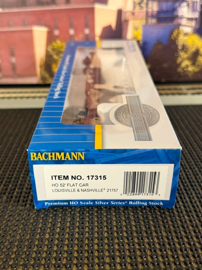 #1511 Bachmann 17315 HO L&N #21757 52' Flatcar – Silver Series