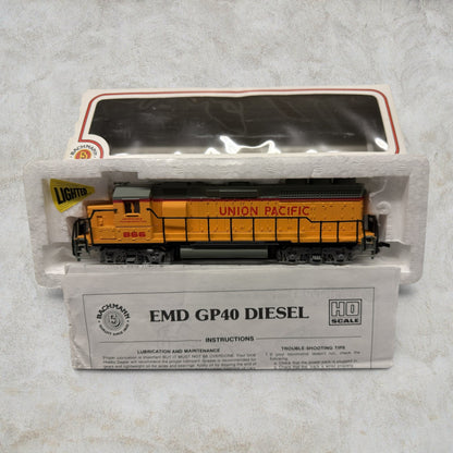 #1154 Bachmann HO Scale EMD GP40 Diesel Locomotive – Union Pacific #866 – Standard DC – Lighted