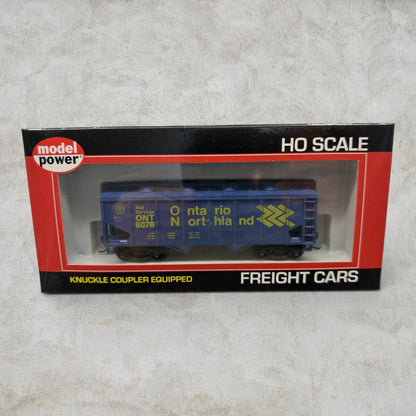 #1117 Model Power HO Scale Ontario Northland 36' 2-Bay Covered Hopper #98082 – ONT 6078 – Knuckle Couplers