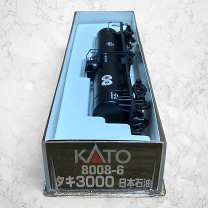 #1403 KATO 8008-6 N Scale Taki 3000 Nippon Oil Black Tank Car #13220