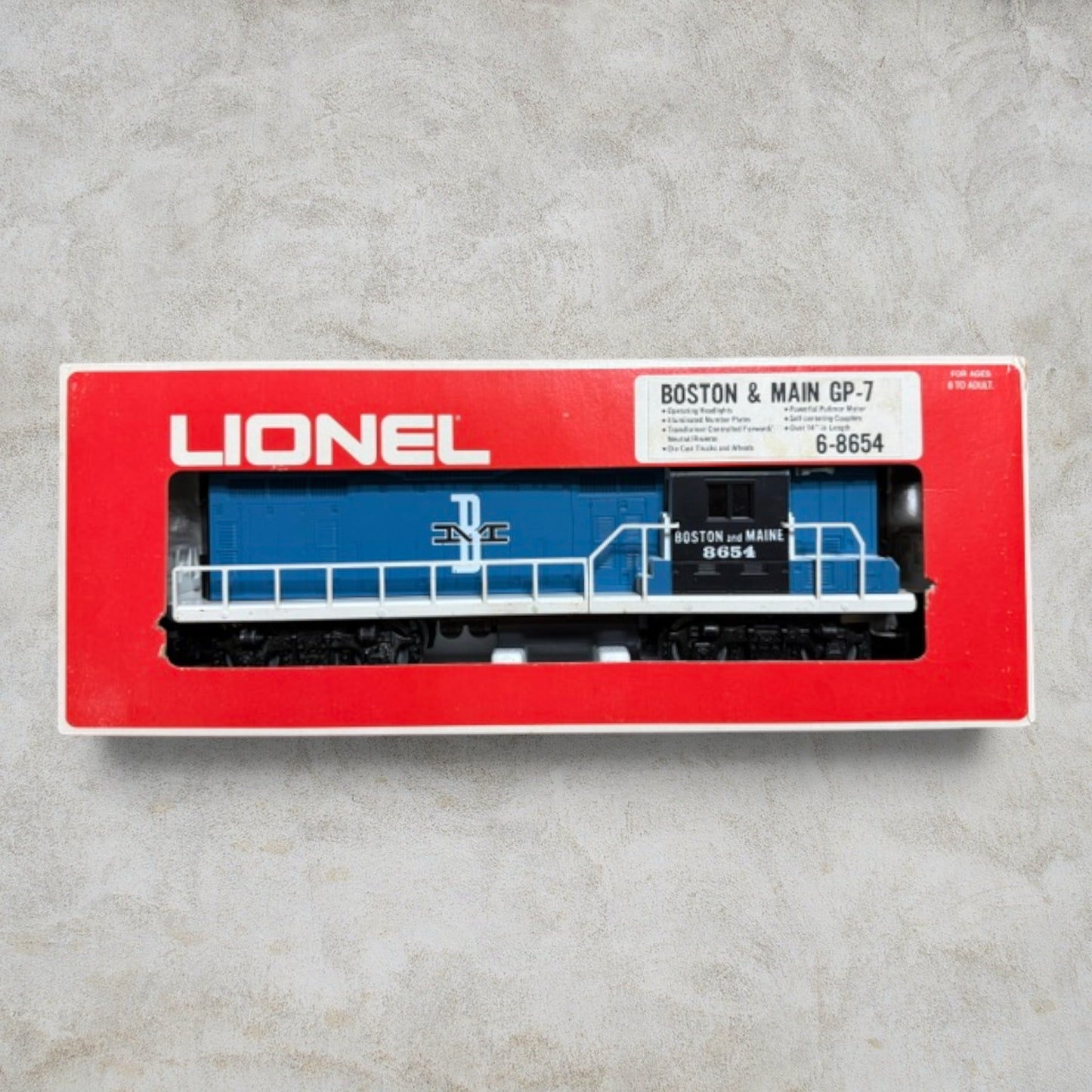 #1359 Lionel O Gauge Boston & Maine GP-7 Diesel Locomotive #8654 – Powered Engine – Item No. 6-8654 – Original Box