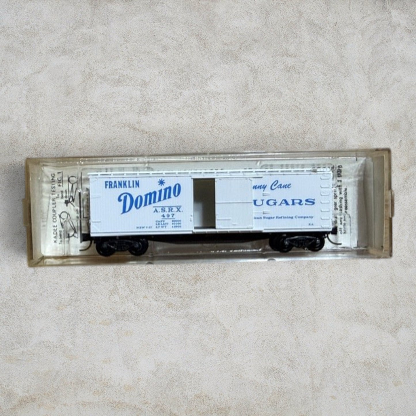 #1354 Micro-Trains HO Scale Franklin Domino Sugars 40' Double Wood-Sheathed Boxcar A.S.R.X. #497 – Item No. 42020