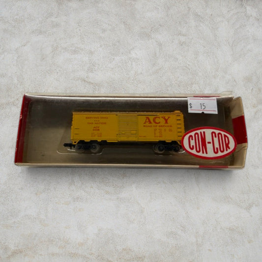 Con-Cor N Scale 40' Steel Boxcar – Akron, Canton & Youngstown (ACY) Road of Service #3208 – Item No. 1002-N