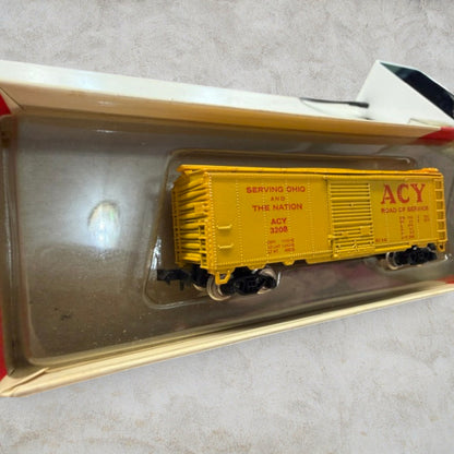 Con-Cor N Scale 40' Steel Boxcar – Akron, Canton & Youngstown (ACY) Road of Service #3208 – Item No. 1002-N