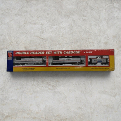 #1205 Life-Like Trains N Scale Amtrak Double Header Set with Caboose #7601 – Powered & Dummy F40PH Locomotives – New Old Stock (Sealed)