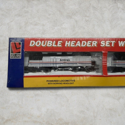 #1205 Life-Like Trains N Scale Amtrak Double Header Set with Caboose #7601 – Powered & Dummy F40PH Locomotives – New Old Stock (Sealed)