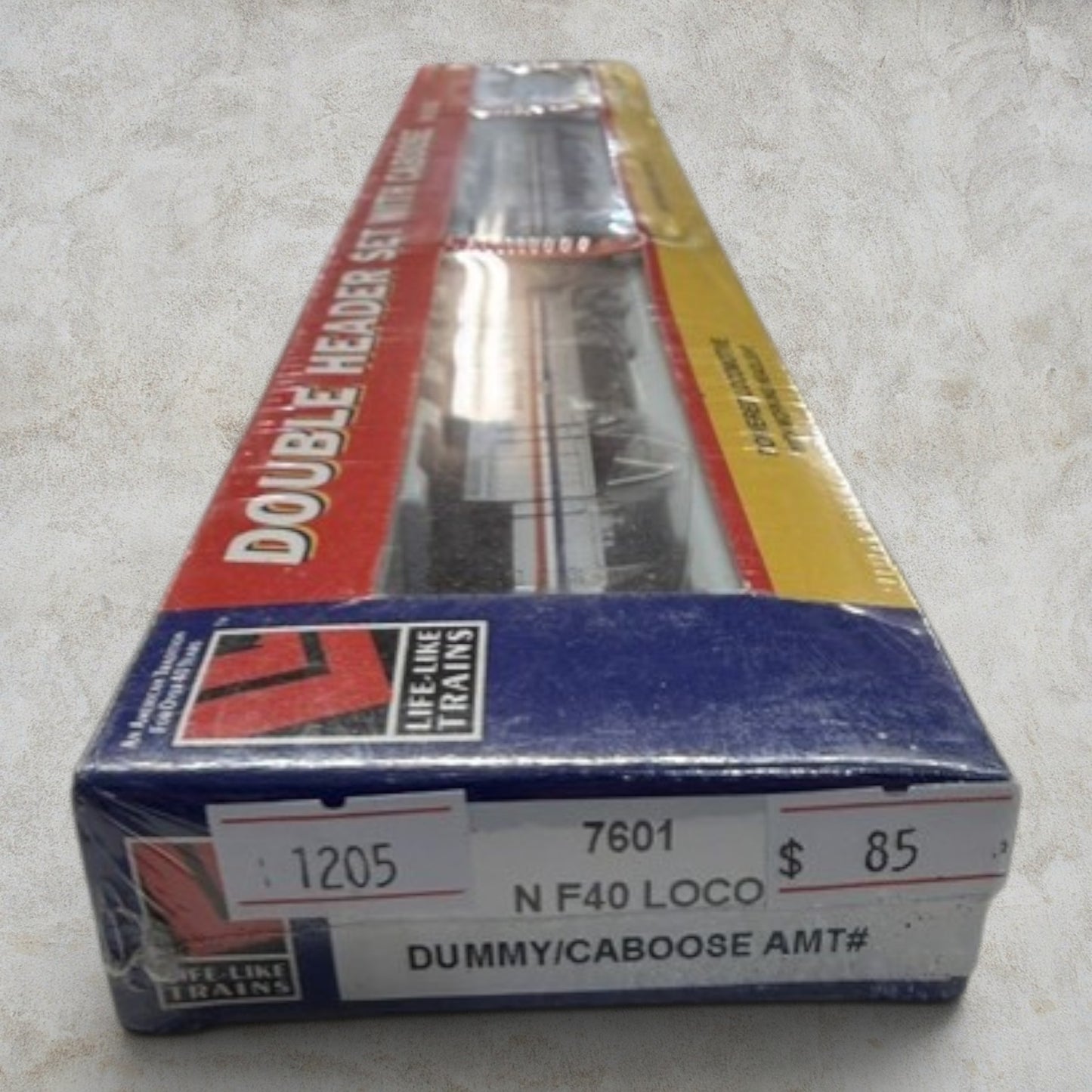 #1205 Life-Like Trains N Scale Amtrak Double Header Set with Caboose #7601 – Powered & Dummy F40PH Locomotives – New Old Stock (Sealed)