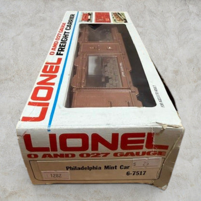 #1282 Lionel 6-7517 Philadelphia Mint Car – O/O27 Gauge Freight Carrier with Simulated Silver Bullion Loads & Original Box