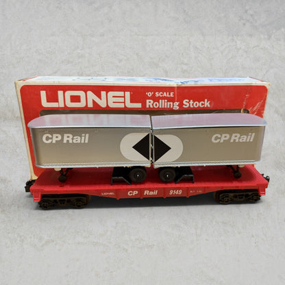 #1281 Lionel 6-9149 CP Rail Flat Car with Two Highway Vans – O Gauge Rolling Stock w/ Original Box